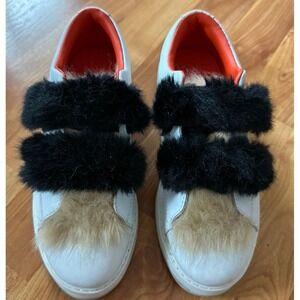 Zara LEATHER SNEAKERS WITH FAUX FUR